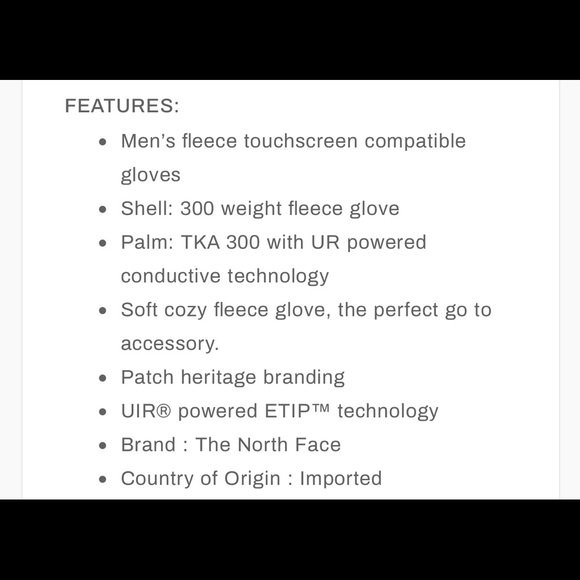 🆕 The North Face Men’s Fleece Patch Gloves Black - Picture 9 of 11